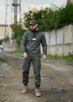 Військовий тактичний комплект terra анорак + штани хакі з липучками |