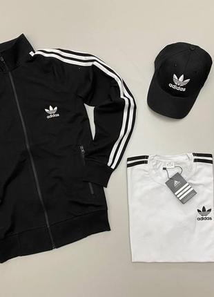 Мужской костюм adidas адидас: кофта, штаны, футболка, кепка ||