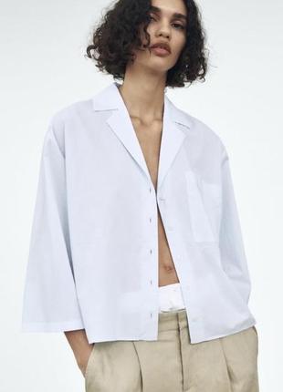 Zara бавовняна блуза в піжамному стилі, рубашка, сорочка, блузка