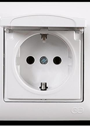 Розетка з заземленням і кришкою visage gunsan білий