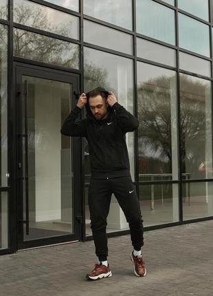 Черный мужской спортивный костюм найк nike: кофта, штаны + барсетка в подарок ||6 фото