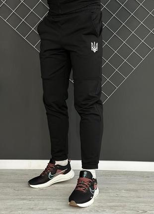 Чоловічі спортивні штани у чорному кольорі з тризуборм ||