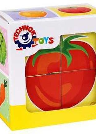 Дитячі кубики овочі технок 1349 розвиваюча навчальна іграшка набір ігровий 4 шт в коробці для дітей