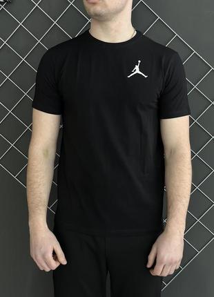 Чоловіча футболка jordan у чорному кольорі ||  бавовняна чоловіча футболка