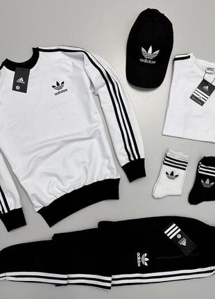 Мужской спортивный костюм 6в1 adidas адидас: свитшот, штаны, футболка, кепка, носки 2 пары ||