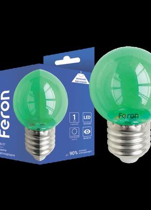 Светодиодная декоративная лампа feron lb-37 1w e27 зеленая прозрачная