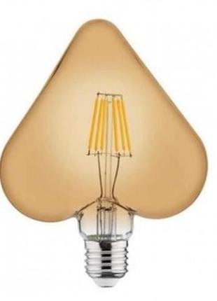 Лампа вінтажна світлодіодна "rustic heart-6" 6w filament led 2200к e27 horoz electric