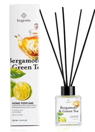 Аромадиффузор парфюмированный bogenia home perfume, №5 (bergamote & green tea), 100 мл