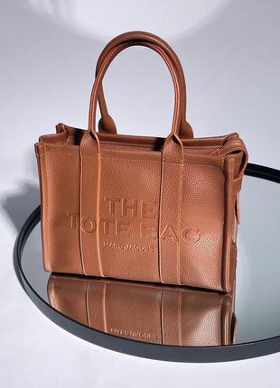 Сумка marc jacobs medium tote bag brown leather