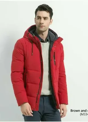Чоловіча зимова куртка з капюшоном пуховик червоний icebear