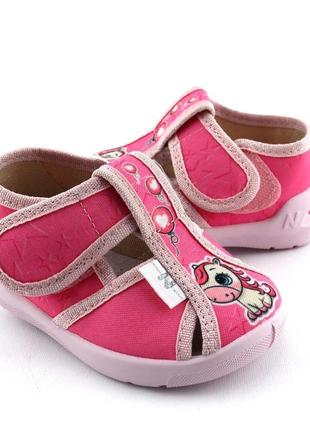 360-194 текстильні рожеві туфельки, капці для дівчинки км waldi