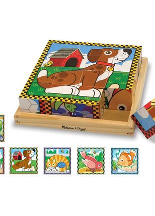 Дерев'яні кубики на платформі "домашні тварини" melissa&doug (md3771)