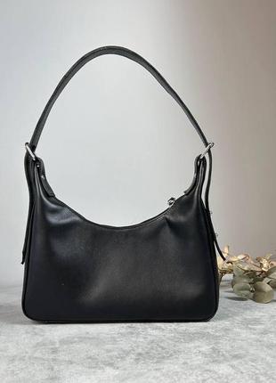 Женская кожаная сумочка, стильная сумка из натуральной кожи, маленькая черная сумка на плече