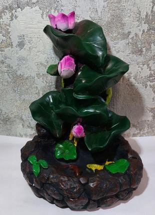 Димний фонтан ставок з лотосом та рибками. водоспад рідкий дим курильниця підставка для пахощів