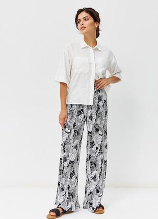 Жіночі широкі штани чорно-білі літні modna kazka mkrm4105-1