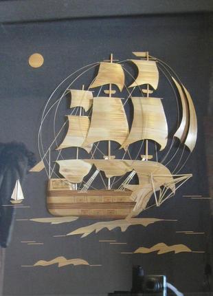 Панно картина фрегат - паллада ссср ручная работа 1970 - х прекрасное состояние