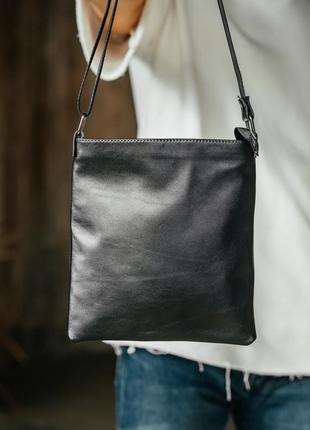 Мужская кожаная сумка из натуральной кожи, черная сумка через плечо, вместительная качественная