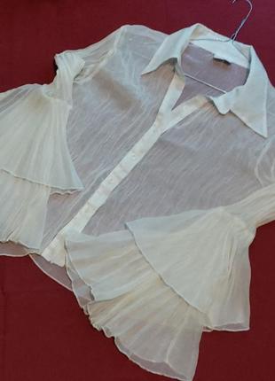 Легка шифонова блуза з плісированими рукавами