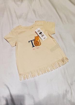 Стильная хлопковая футболка для девочки, 86 см, 12-18 месяцев
