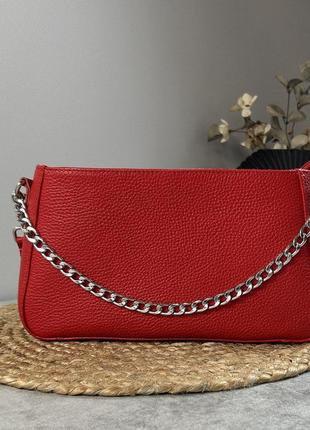 Женская кожаная сумочка, стильная сумка из натуральной кожи, маленькая красная сумка на плече
