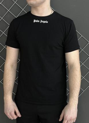 Чоловіча футболка  palm angels у чорному кольорі  ||  бавовняна чоловіча футболка
