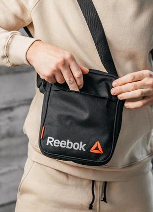 Барстека reebok, мужская сумка через плечо, текстильная барсетка на три отделения, брендовая сумка