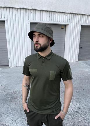 Чоловіча армійська футболка поло 'cast' хакі з липучками ||