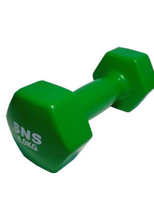 Гантели для фитнеса sns виниловые по 4 кг 2 шт. зеленый