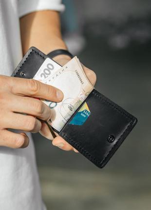 Чоловічий гаманець із натуральної шкіри, чорний місткий гаманець, чоловічий на кнопці гаманець із crazy horse