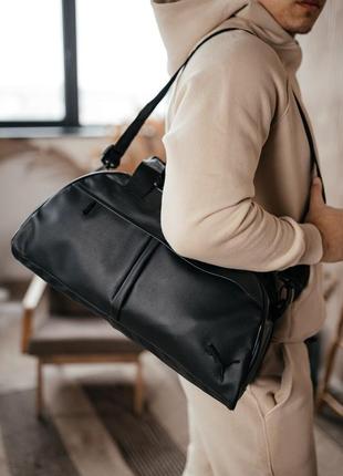 Спортивная сумка puma для тренировок и фитнеса, дорожная черная сумка с плечевым ремнем