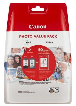 Набір картриджів canon pg-46 та cl-56 (9059b003) + фотопапір gp-501 50 аркушів multipack