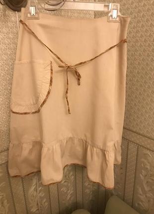 Льняная легкая юбка фольклорного стиля