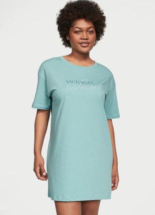 Нічна сорочка victoria's secret cotton sleepshirt xs/s бірюзова