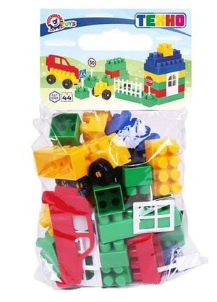 Дитячий пластиковий блоковий конструктор технок 0328, 44 деталі в пакеті, що розвиває для дітей