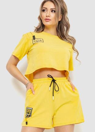 Костюм жіночий повсякденний футболка+шорти, колір жовтий, 198r123