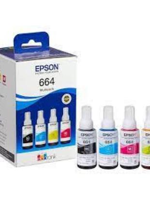 Набір оригінальних чорнил epson 664 ecotank 4-colour multipack (c13t66464a)