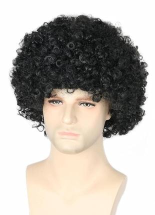 Перука 70-х funky hippie чоловіче темно-коричневе кучеряве волосся