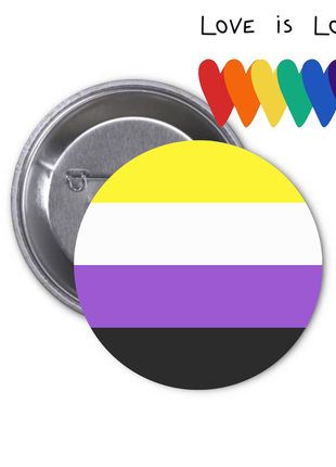Значок love is love lgbt лгбт небінарний non-binary