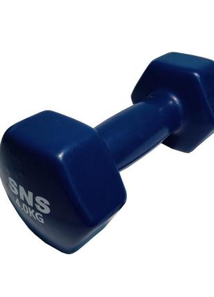 Гантели для фитнеса sns виниловые по 4 кг 2 шт. синий
