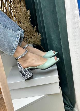 Эксклюзивные босоножки из итальянской кожи и замши женские на каблуке7 фото