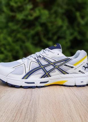 Чоловічі кросівки | asics gel-kahana 8 | білі з синім та жовтим | комбіновані матеріали | велетні, :47