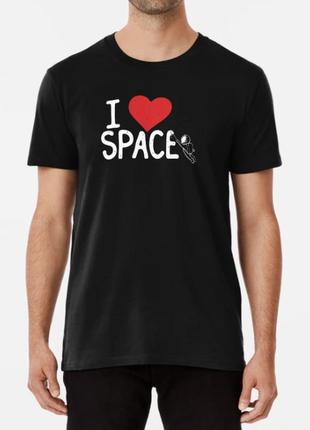Мужская и женская футболка с принтом i love space люблю космос
