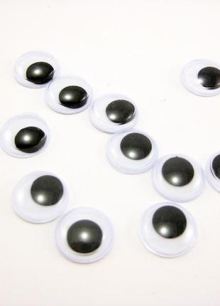 Оченята чорно-білі для іграшок 12 мм. круглі очі для виробів і ляльок фурнітура для рукоділля