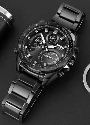 Мужские кварцевые наручные часы с комбинированной индикацией skmei wq010bkbk