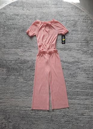 Костюм брюки палаццо, топ плиссе