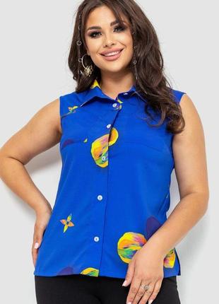 Блуза без рукавів з принтом, колір синій, 102r068-6