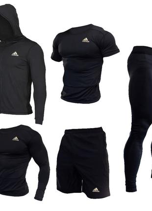 Компрессионный костюм для тренировок adidas 5в1  black (одежда для спорта,занятия единоборств/mma)