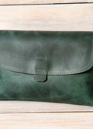 Женская кожаная сумка виталия , натуральная винтажная кожа crazy horse, цвет зеленый