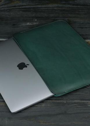 Шкіряний чохол для macbook дизайн №2, натуральна шкіра італійський краст, колір зелений