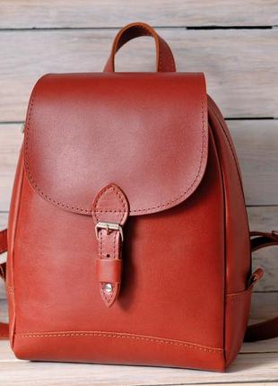 Женский кожаный рюкзак женева, натуральная кожа, цвет коньяк1 фото
